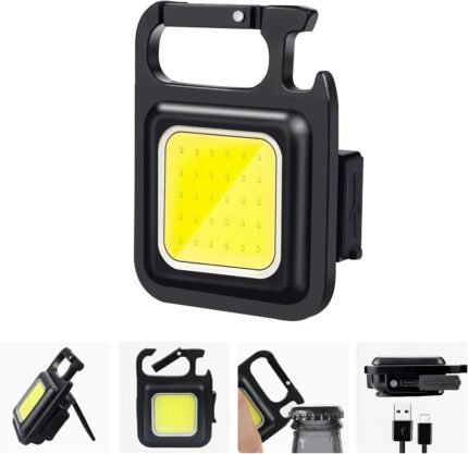 Multi-functional Outdoor Keychain Light with 800Lm COB and 3 Lighting Modes, for Camping, Hiking and Emergencies