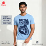 Men’s Sky Blue Motorcycle Graphic Jersey T-Shirt | EHUMU - Image 2