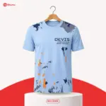 Men’s Sky Blue Abstract Print Jersey T-Shirt | EHUMU