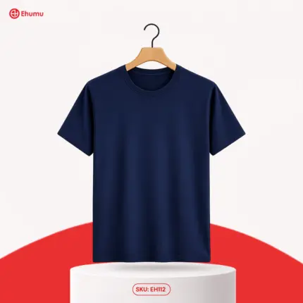 Men’s Navy Blue Solid T-Shirt in Bangladesh | EHUMU
