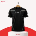 Men’s Black Sports Graphic Jersey T-Shirt | EHUMU