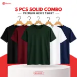 5 Pcs Solid T-Shirt Combo for Men in Bangladesh | EHUMU