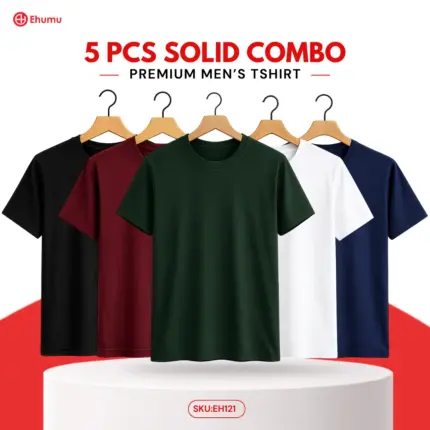5 Pcs Solid T-Shirt Combo for Men in Bangladesh | EHUMU