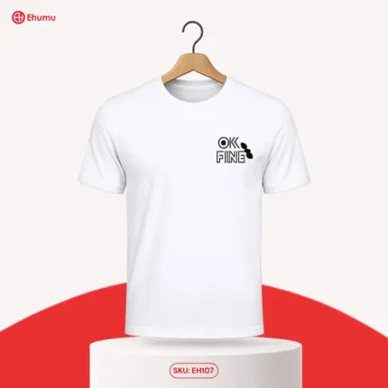 Men’s White Minimal Typography Jersey T-Shirt | EHUMU