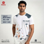 Men’s White Abstract Print Jersey T-Shirt | EHUMU - Image 2