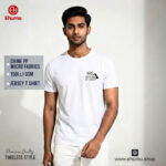 Men’s White Minimal Typography Jersey T-Shirt | EHUMU - Image 2