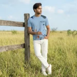 Men’s Sky Blue Abstract Print Jersey T-Shirt | EHUMU - Image 2