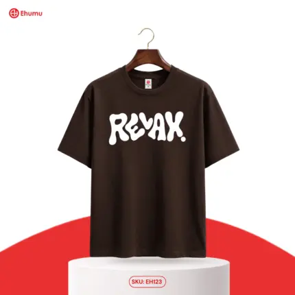 Men’s Chocolate Brown Graphic Drop Shoulder T-Shirt | EHUMU