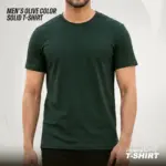 Men’s Premium Olive Color Solid T-Shirt | EHUMU - Image 4