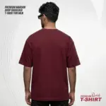 Premium Maroon Drop Shoulder T-Shirt for Men | EHUMU - Image 4