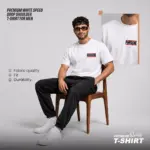 Premium White Speed Drop Shoulder T-Shirt | EHUMU - Image 5
