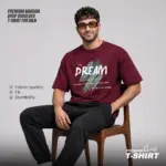 Premium Maroon Drop Shoulder T-Shirt for Men | EHUMU - Image 5